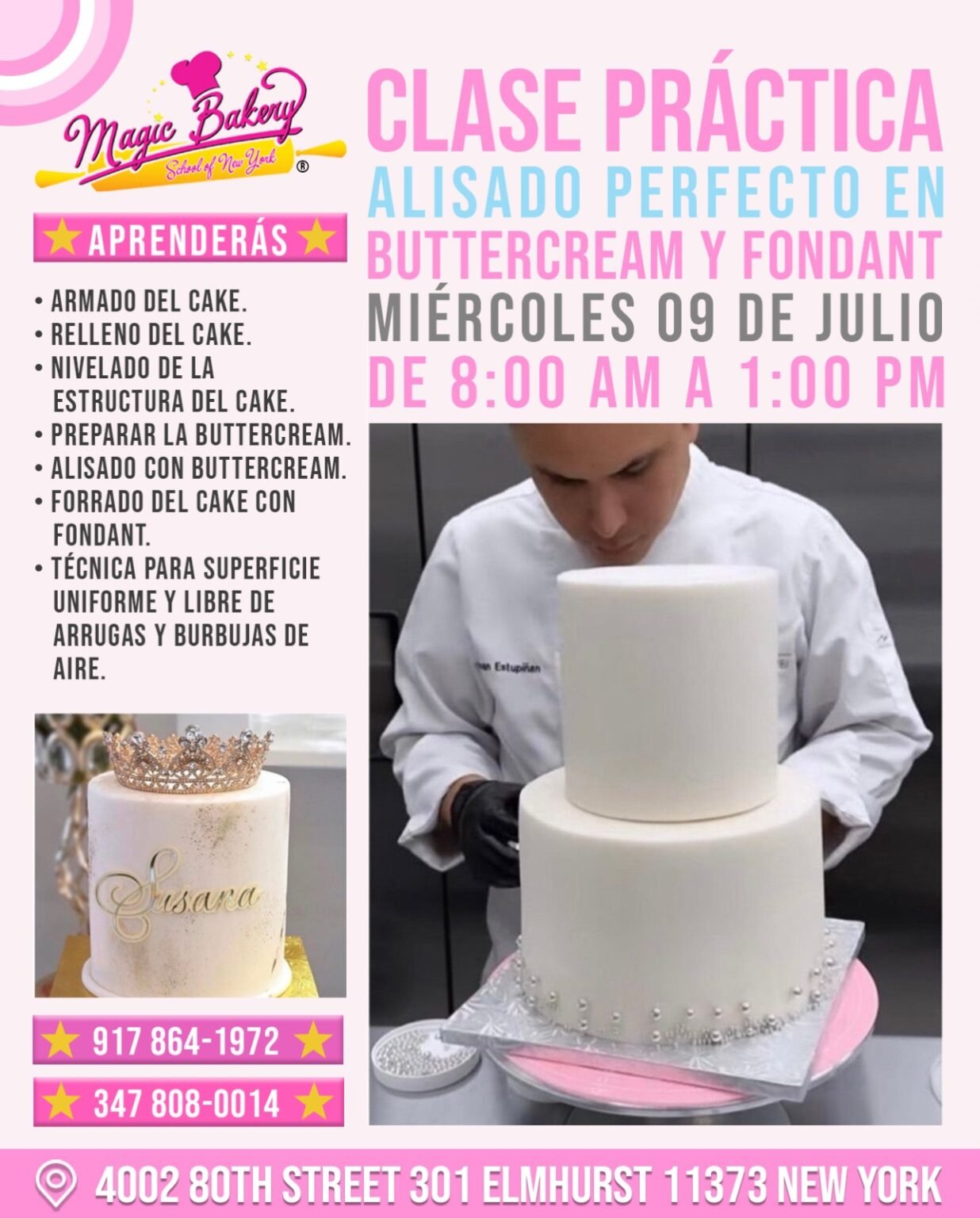 Master Class de pastel de dos pisos decorado en Magic Bakery School