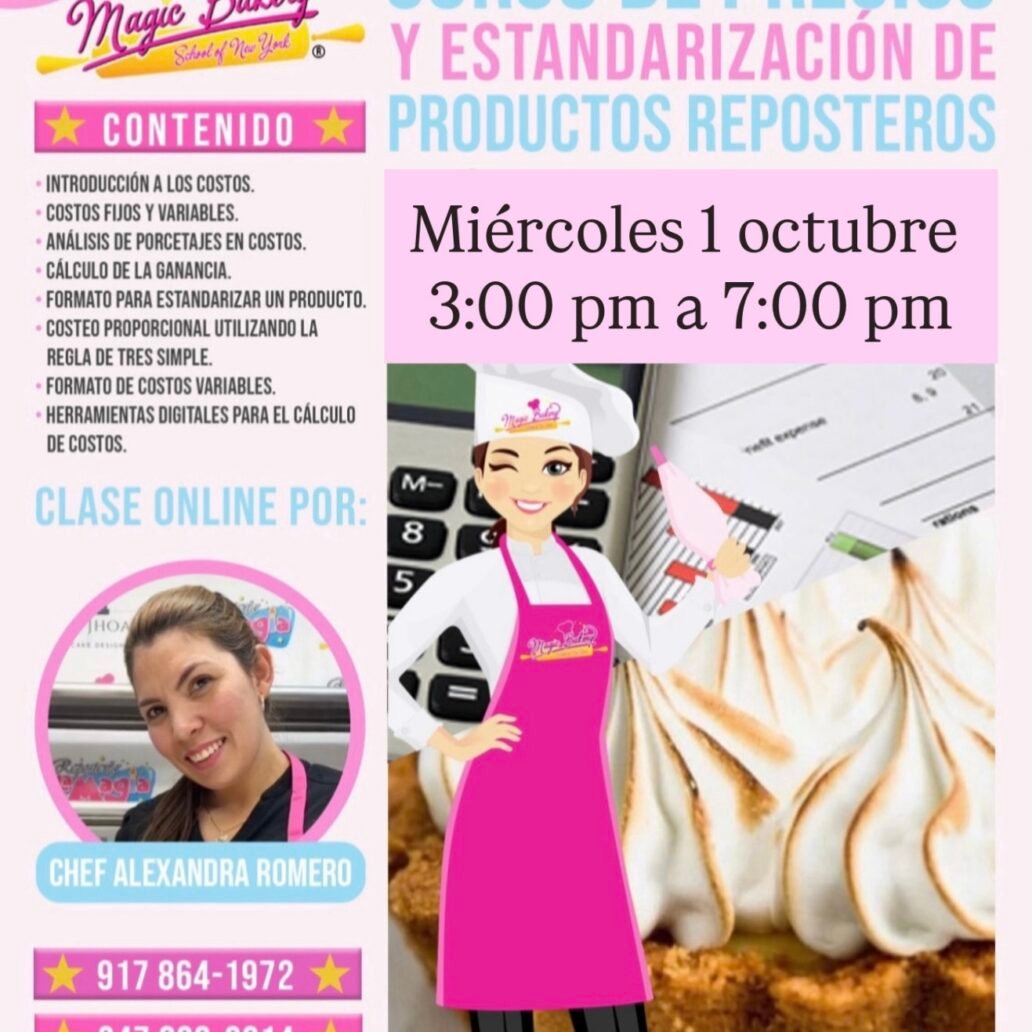 CURSOS DE PRECIOS Y ESTANDARIZACION DE PRODUCTOS REPOSTERIA