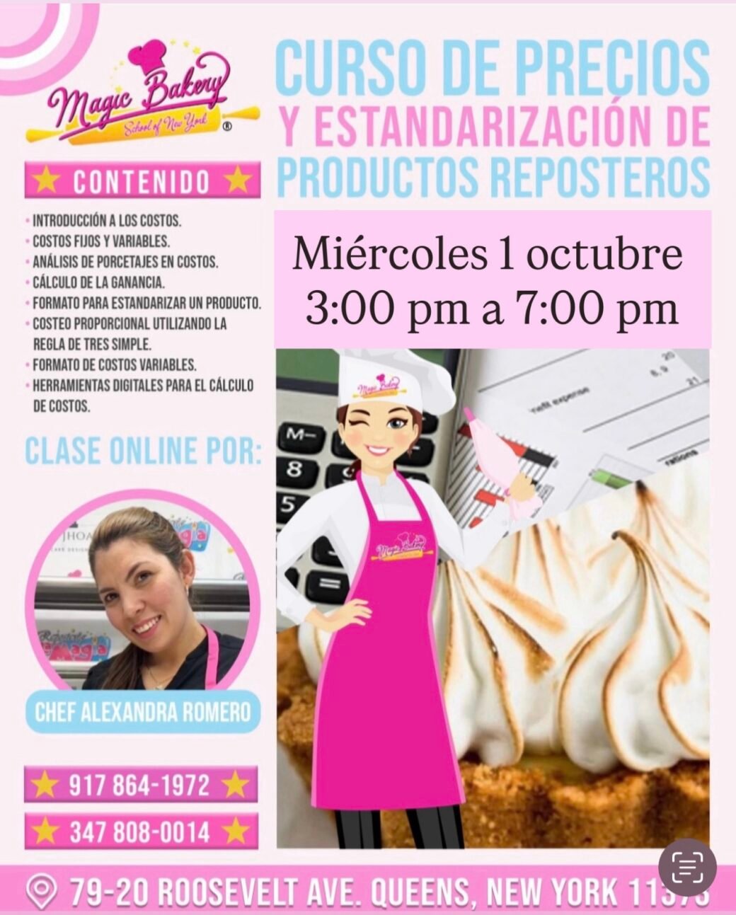 CURSOS DE PRECIOS Y ESTANDARIZACION DE PRODUCTOS REPOSTERIA