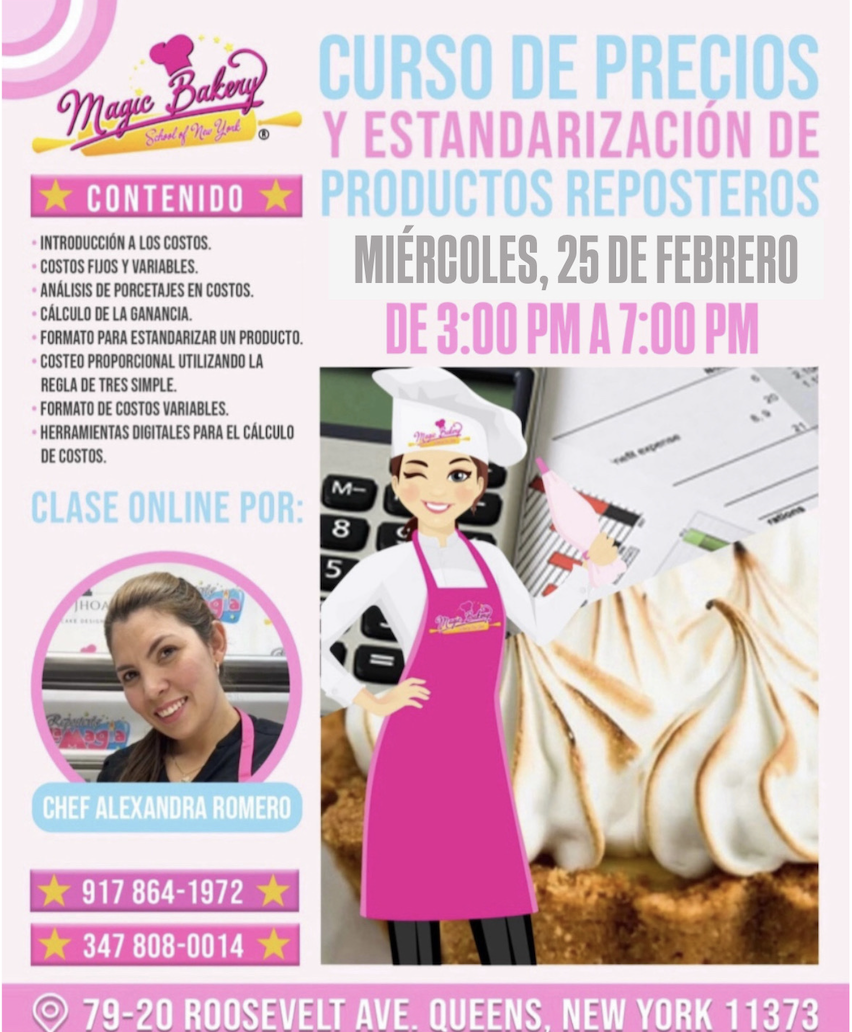 CURSOS DE PRECIOS Y ESTANDARIZACION DE PRODUCTOS REPOSTERIA