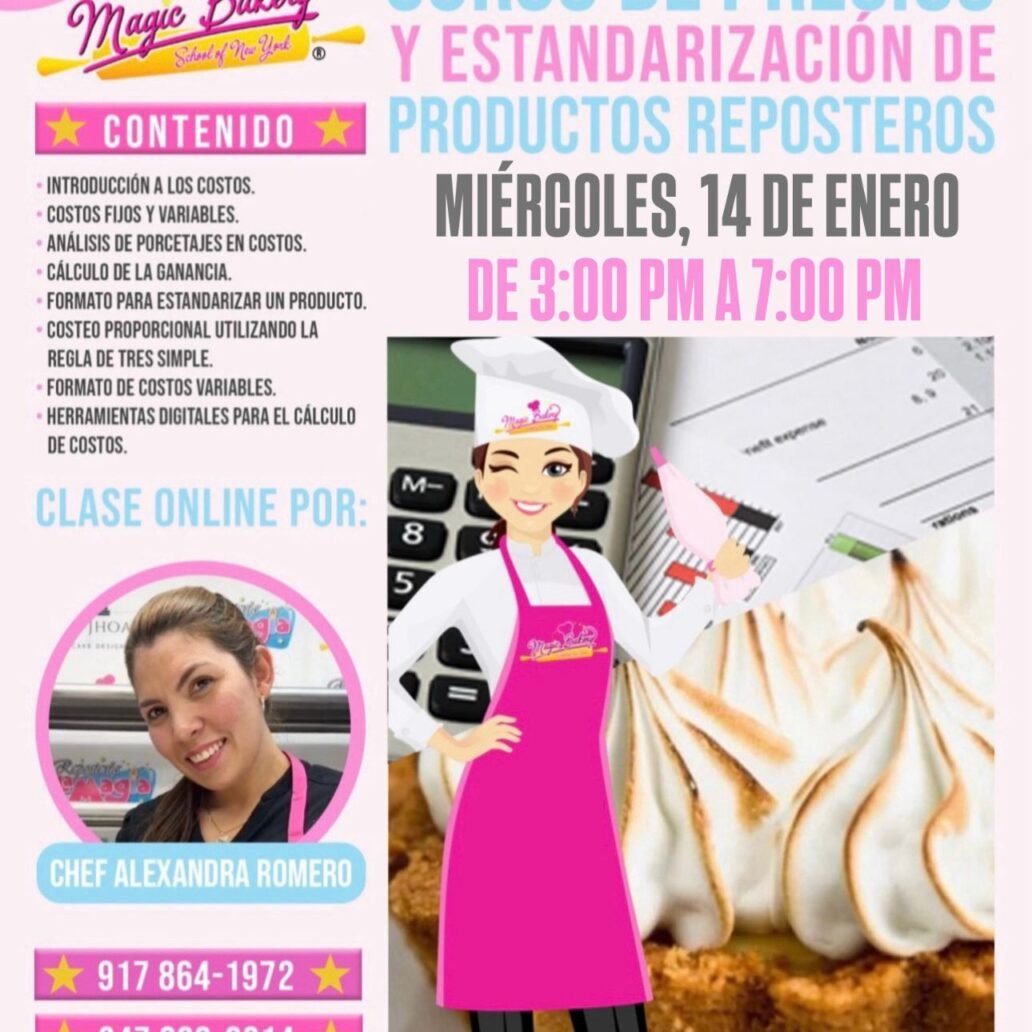 CURSOS DE PRECIOS Y ESTANDARIZACION DE PRODUCTOS REPOSTERIA