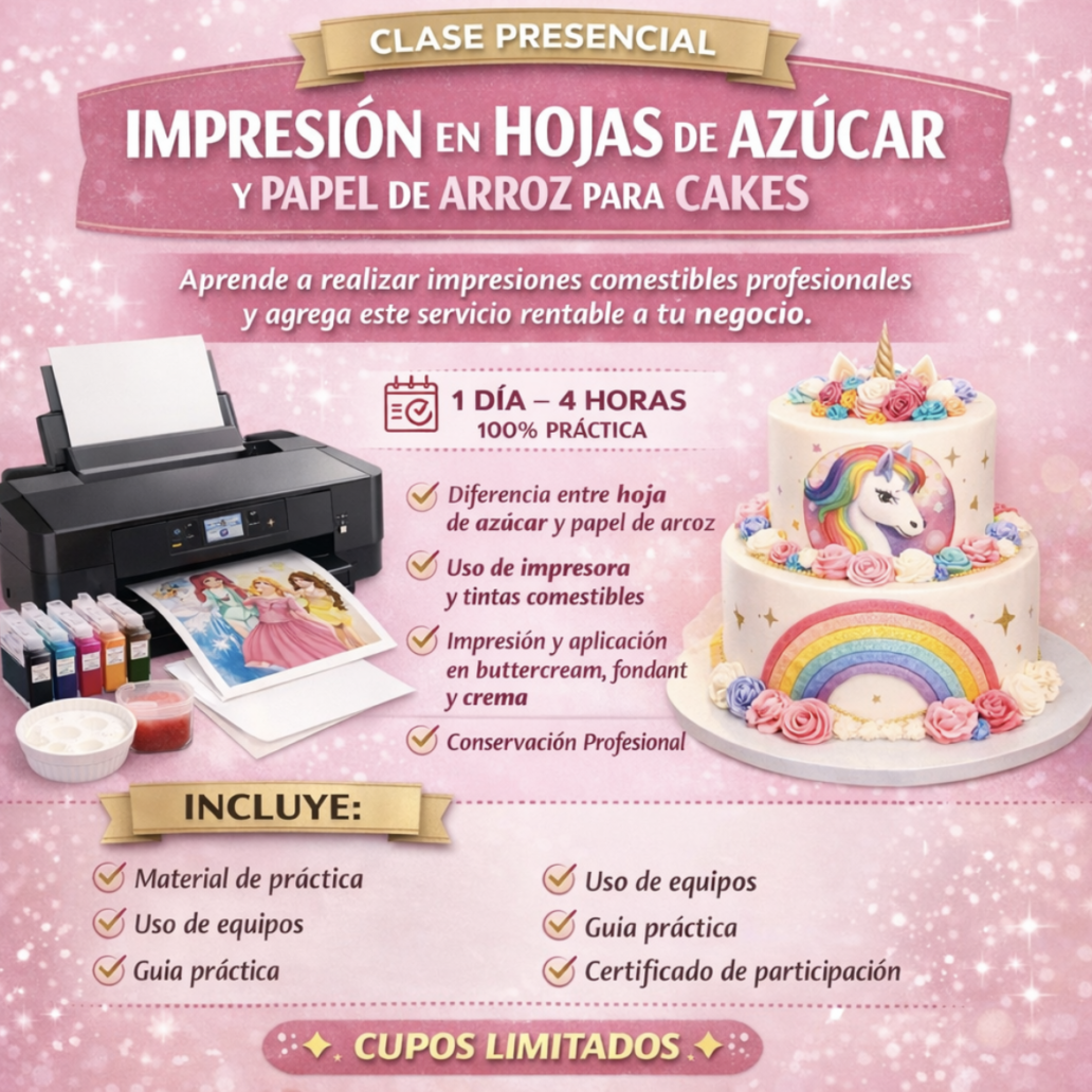 IMPRESIÓN EN HOJAS DE AZÚCAR Y PAPEL DE ARROZ PARA CAKES