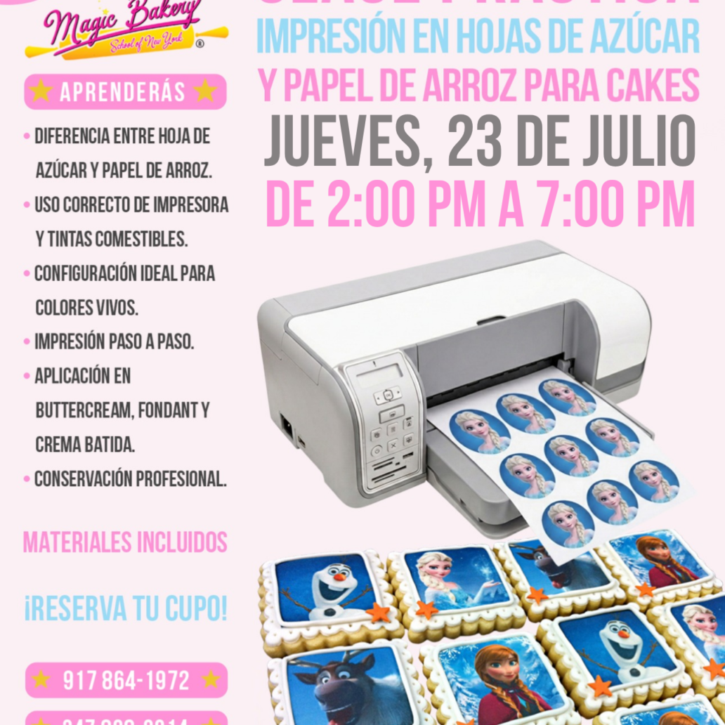 IMPRESIÓN EN HOJAS DE AZÚCAR Y PAPEL DE ARROZ PARA CAKES