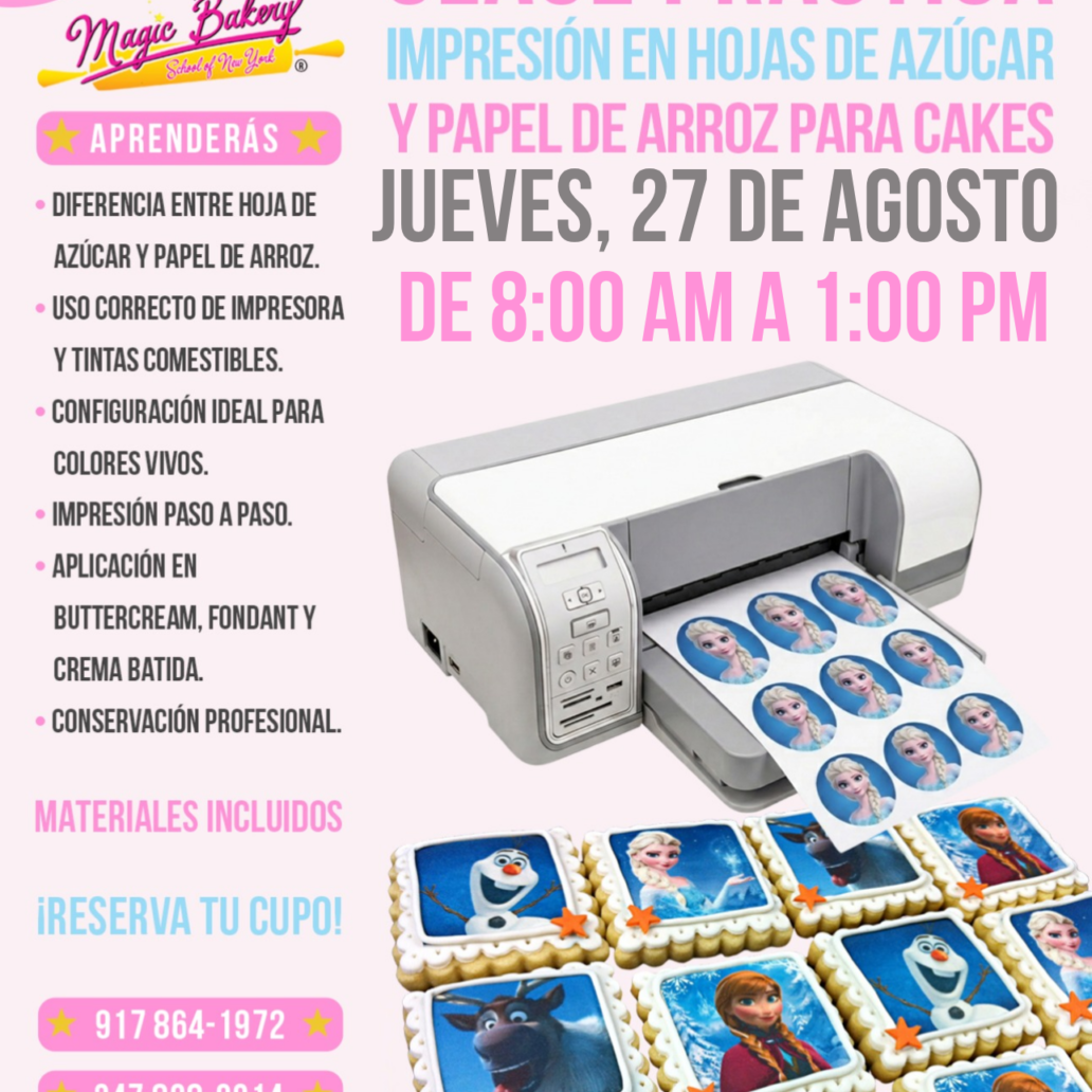 IMPRESIÓN EN HOJAS DE AZÚCAR Y PAPEL DE ARROZ PARA CAKES