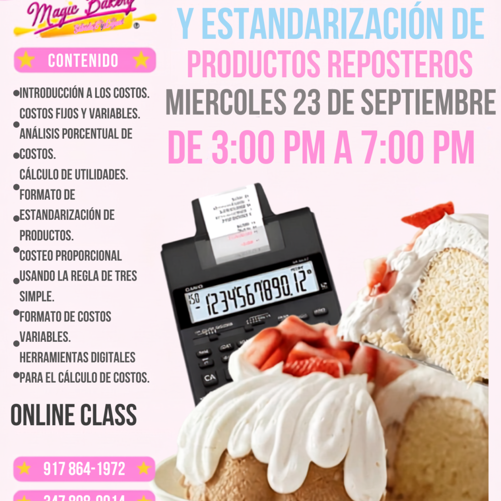 Curso Online de Costos y Precios para Repostería Septiembre