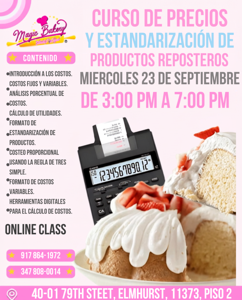 Curso de Costos para Repostería Online