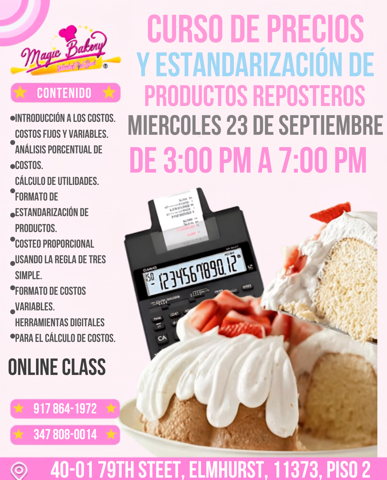 Curso Online de Costos y Precios para Repostería Septiembre
