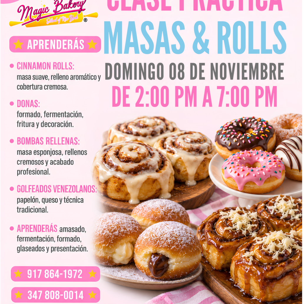 Clase Práctica de Masas & Rolls en New York Noviembre