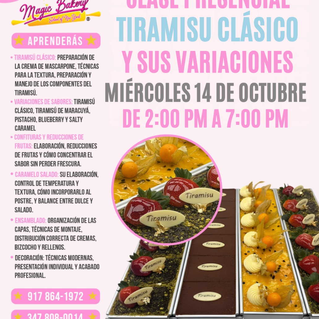 Clase de Tiramisú Clásico y sus Variaciones Octubre