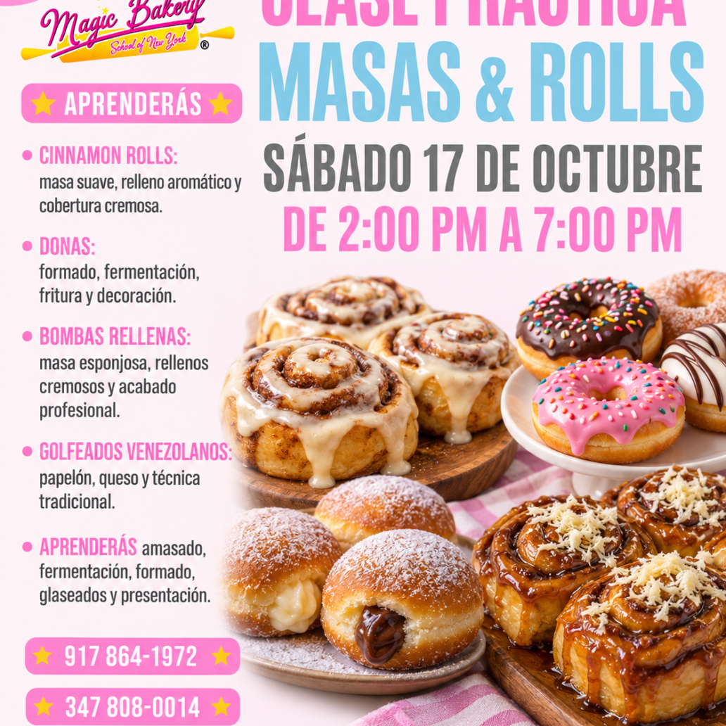 Clase Práctica de Masas & Rolls en New York Octubre