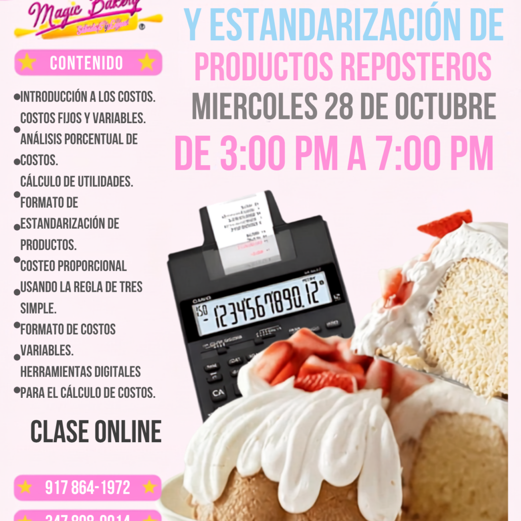 Curso Online de Precios y Estandarización de Productos Reposteros Octubre