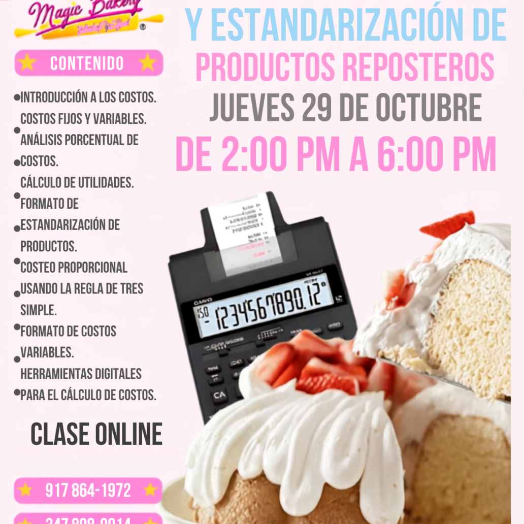 Curso Online de Precios y Estandarización de Productos Reposteros Octubre
