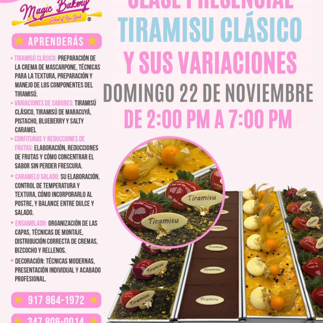 CLASE PRESENCIAL: TIRAMISÚ CLÁSICO Y SUS VARIACIONES NOVIEMBRE