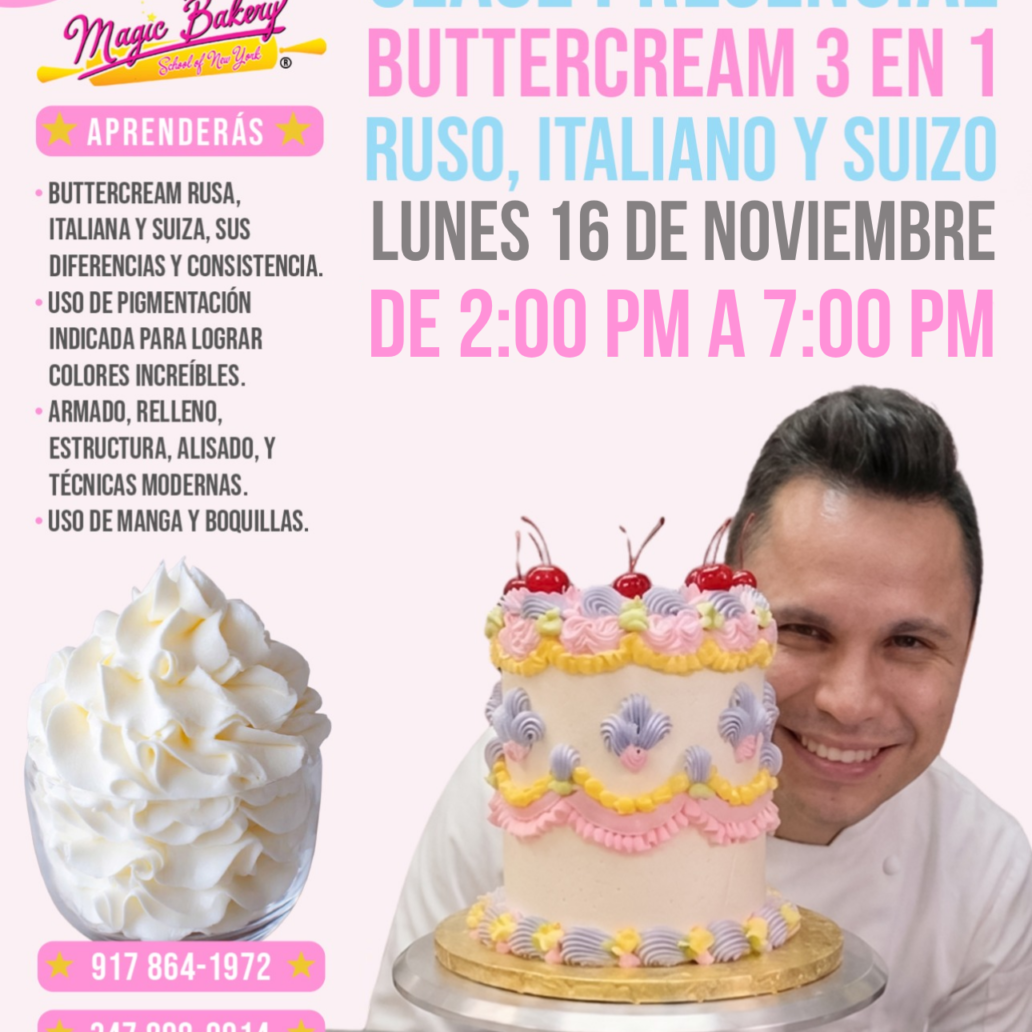CLASE PRESENCIAL: BUTTERCREAM 3 EN 1 NOVIEMBRE
