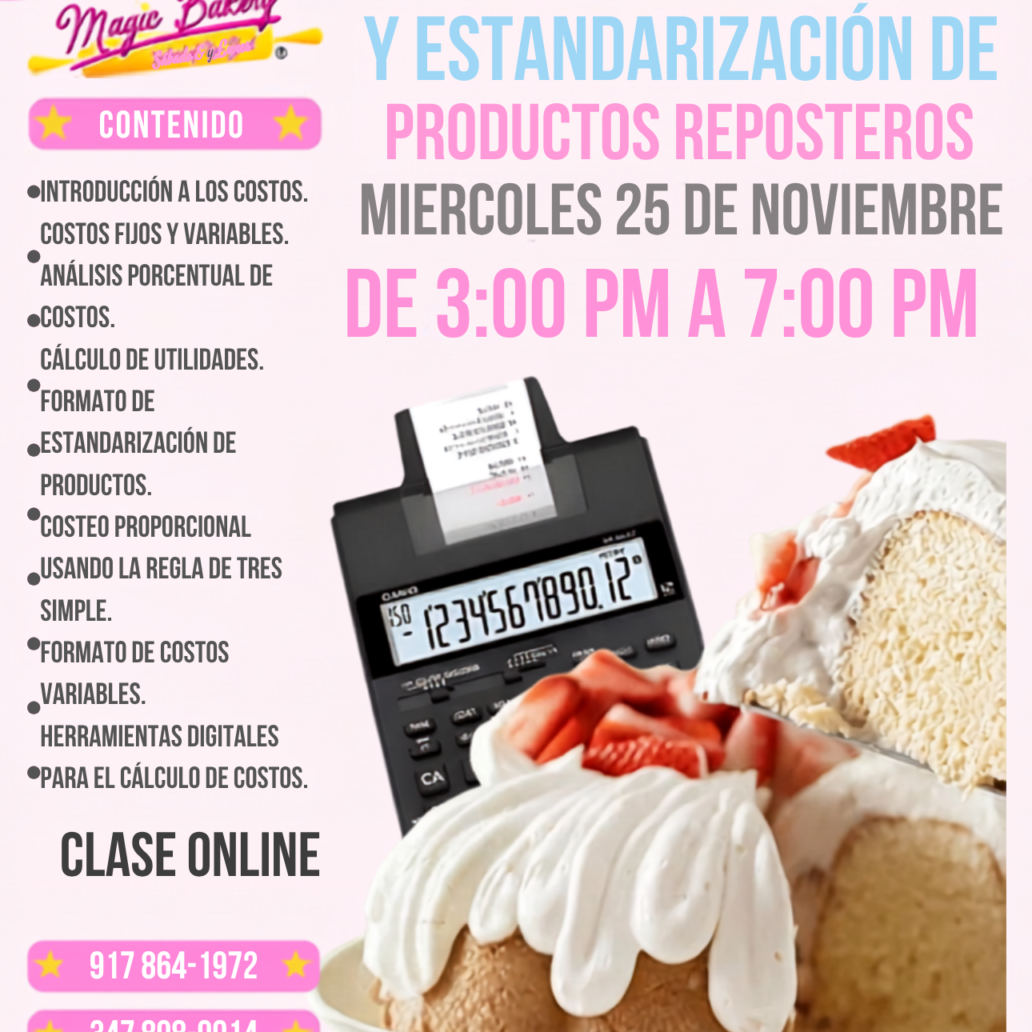 CURSO DE PRECIOS Y ESTANDARIZACIÓN DE PRODUCTOS REPOSTEROS NOVIEMBRE