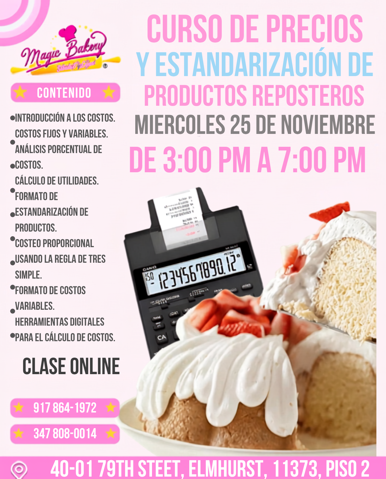 CURSO DE PRECIOS Y ESTANDARIZACIÓN DE PRODUCTOS REPOSTEROS NOVIEMBRE