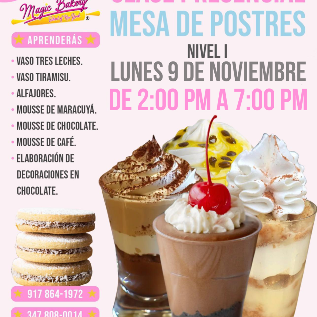 CLASE PRESENCIAL: MESA DE POSTRES – NIVEL I NOVIEMBRE